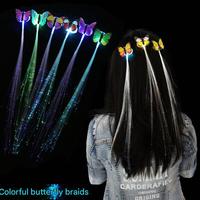 Tresse scintillante en fibre, accessoires de fête, cadeaux d'anniversaire, fête, tresse scintillante colorée, tresse scintillante pour cheveux, tresse LED