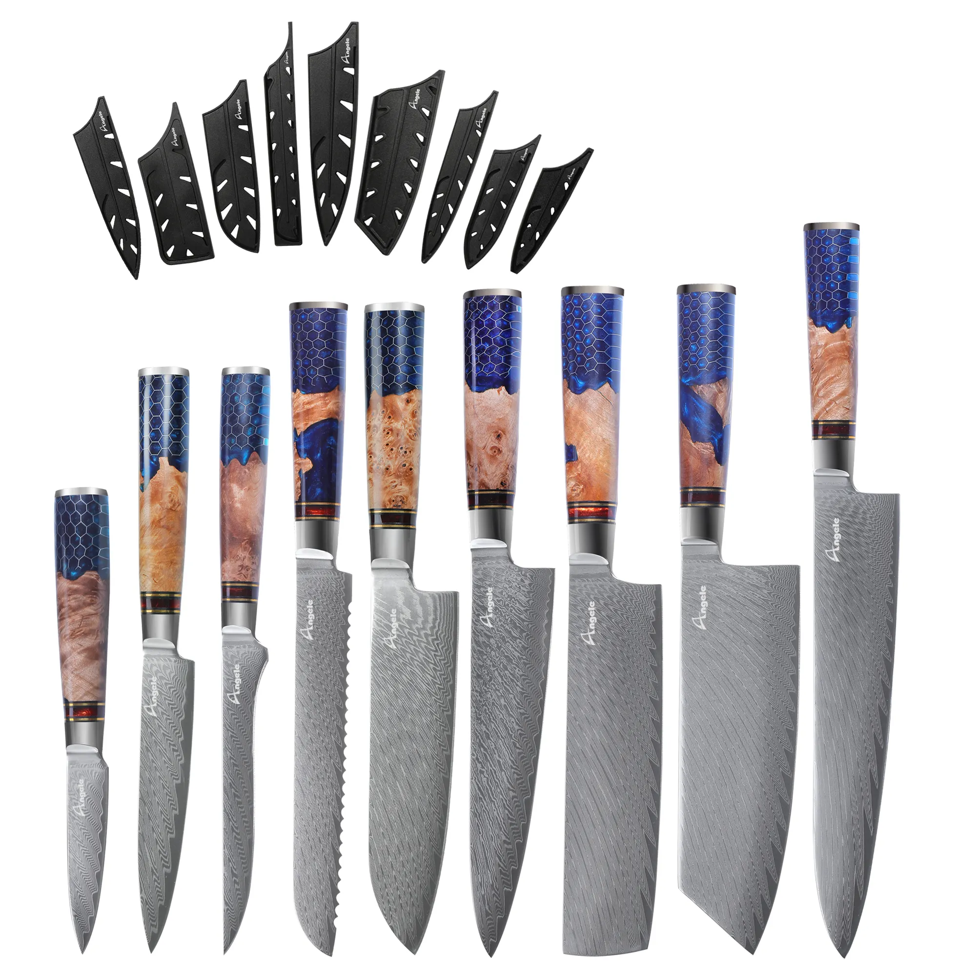 Damascus knife set in Japanese AUS-10 steel 67 layers chef knife damascus steel knife