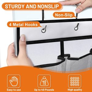 35 Pockets Over The Door Organizer Mesh <b>Shoe</b> Storage Hanging Closet Organizer White Rectangle <b>Hook</b> Type - Product Image 3
