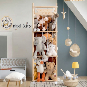 Organizzatore Giocattoli in Legno da 54 Pollici, Capacità Extra Large, Salvaspazio, Scaffale per Cameretta Bambini, Portaoggetti per Peluche - Product Image 4