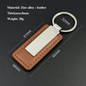 Porte-clés rectangulaire polyvalent en alliage de zinc et cuir, gravure laser vierge, cadeau pour porte-clés de voiture - Product Image 2