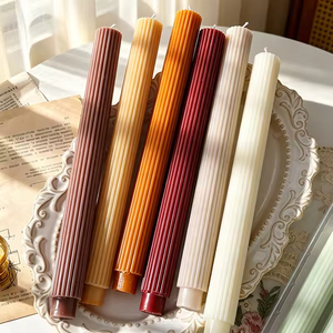 Nordic Style 27cm Vertical Striped Colored Long Stick Smokeless Wedding <b>Candles</b> Holiday Table Atmosphere Decoration - Product Image 5