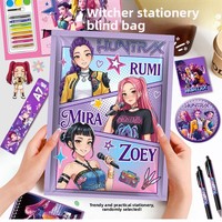 Ensemble de papeterie de luxe en PVC fait main Kpop Huntress Girl Group – Sac surprise de grande valeur pour étudiants et cadeau transfrontalier