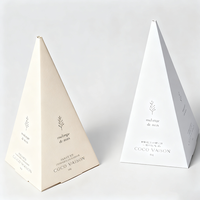 Boîtes en papier pliable simple pour cartes en forme de pyramide triangle estampage argent à chaud avec logo personnalisé