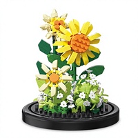 Puzzle de construction de fleurs 310 pièces en plastique ABS, modèle d'assemblage DIY avec couvercle anti-poussière, décoration de bureau pour enfants et adultes