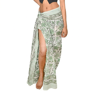 Pareo Sarong de Algodón 100% para Mujer, Estilo Vintage, Estampado Floral a Mano, Escote Hombros Descubiertos, Tallas Grandes, Ligero y de Alta Calidad - Product Image 1