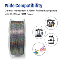 HELLO3D Colorful PLA 1,75mm Magic PLA Galaxy Cambio de color por Light Multicolor Glitter Filamento mixto