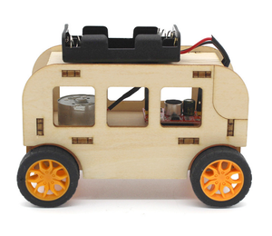 Équipement d'expérience physique garçon de bus à commande vocale modèle de bus de voiture assemblé à la main bricolage moteur en bois jouet électrique physique - Product Image 4