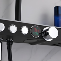 Ensemble de douche de luxe à bouton-poussoir pour salle de bain, avec pommeau de douche pluie douce, système de robinetterie de douche apparente contemporain chaud/froid
