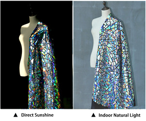 Vải Kim Sa Cắt Laser Đa Giác Ánh Kim Bạc Dệt Nanyee Trên Nhung - Product Image 6