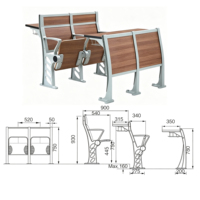 Meubles d'école modernes et confortables en acier, ensemble de table et de chaises pour salle de conférence, banc pour université, collège