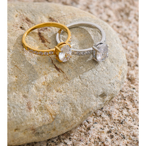 Anello JINYOU 3019 6789 in Acciaio Inossidabile Placcato Oro con Zircone Brillante, Anello <span class=keywords><strong>di</strong></span> <span class=keywords><strong>Fidanzamento</strong></span> per Donna - Product Image 3