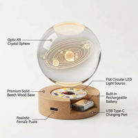 Boule de cristal optique K9 gravée au laser 3D avec base en bois LED rechargeable, coffret cadeau de luxe, support de logo OEM pour cadeau