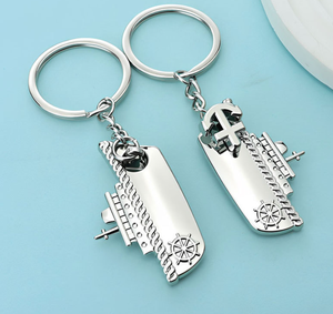 Porte-clés en alliage métallique avec logo personnalisé, ancre de bateau argentée, boussole, design tendance, breloque souvenir - Product Image 6