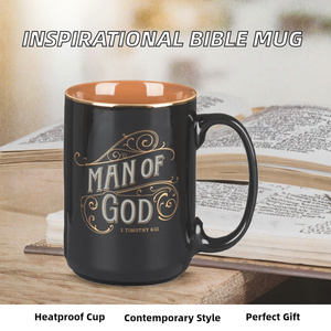 Tazza in Ceramica con Versetto Biblico Ispirazionale, Regalo Artistico Cristiano per Uomini, Design Moderno e Robusto, Finitura Dorata - Product Image 2