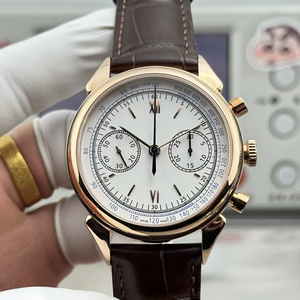 Montre Vintage en Corne de Vache Étanche 2026 Nouveau Boîtier Or Rose Chronographe Mécanique Manuel Homme Luxe Style 1955 - Product Image 1