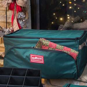 <b>Christmas</b> Holiday Wrapping Paper Storage Organizer Bag with Clear Window Living Room Applicable Convenient Handles and Pocket - Product Image 6