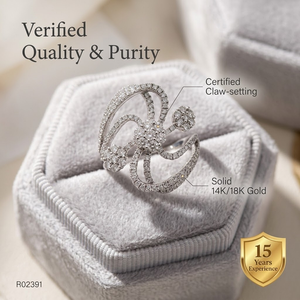 Anillo de Diamantes Naturales con Diseño Calado en Oro Blanco Sólido de 18K, Engaste de Garra, Certificado IGI, Joyería Premium Personalizada, Regalo de Aniversario - Product Image 4