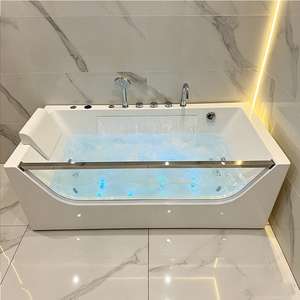 Massage-Badewanne für Eine Person Freistehend mit Glas-LED-Beleuchtung - Product Image 1