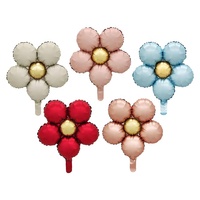 Balon Foil Daisy Retro Matte, Balon Bunga Lima Kelopak, Ramah Lingkungan, Tahan Lama, Dapat Didaur Ulang untuk Pesta Ulang Tahun