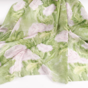 Peinture à l'huile Style Doux Semi Transparent Vert + Rose Rose Mélange Imprimé <span class=keywords><strong>Tel</strong></span> Nylon Tissu Hanfu Jupe Tissu - Product Image 1