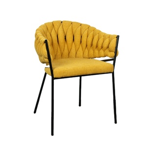 Lusso moderno nuovo velluto tessuto tessuto tessuto imbottito sedia da pranzo con gambe in metallo mobili per la casa - Product Image 1