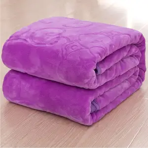 High Quality Fleece Blanket 100% Polyester Super Soft Flannel Bed Sheet Adult Purple Fleece Blanket