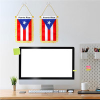 Drapeau de voiture double face personnalisé de taille réduite de Porto Rico, imprimé numériquement, à suspendre sur la vitre, effet miroir
