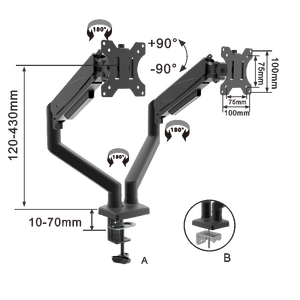 <span class=keywords><strong>Bras</strong></span> de moniteur double 10-30 pouces support d'écran d'<span class=keywords><strong>ordinateur</strong></span> Double <span class=keywords><strong>bras</strong></span> de support de moniteur avec contrepoids de ressort à gaz - Product Image 3