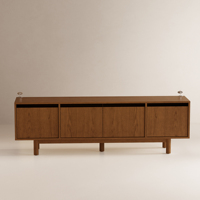 Meuble TV vintage mi-siècle sur pieds hauts, centre de divertissement sur pied, console multimédia rétro avec rangement DSG075 (Stock US)