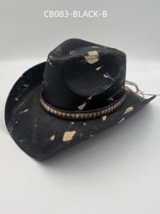 Chapeaux de Cowboy Offre Spéciale tissés à la main Chapeau de Cowboy Texas Ranger <span class=keywords><strong>Stetson</strong></span> Panama Chapeau de Cowboy noir pour hommes - Product Image 2