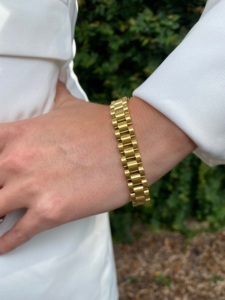 Design de mode Laiton Plaqué Or et Ruban Chaîne Bracelet Affaires Étanche Bijoux Montre Bracelet Bracelet - Product Image 4