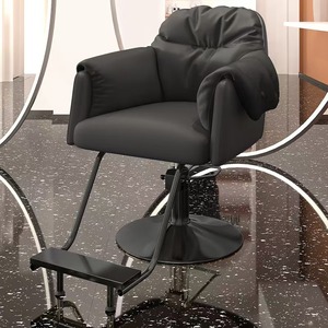 Sillón de Peluquería Moderno de Cuero PU Negro con Reposapiés y Altura Ajustable para Salón de Belleza - Product Image 1