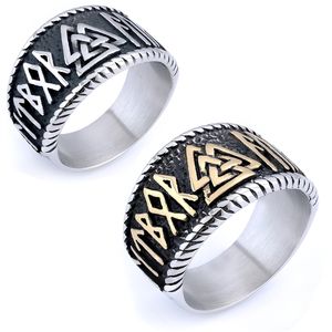 Anneaux de mode en or fin avec emblème de <span class=keywords><strong>guerrier</strong></span> viking mythique Odin, runes, pour hommes et femmes - Product Image 1