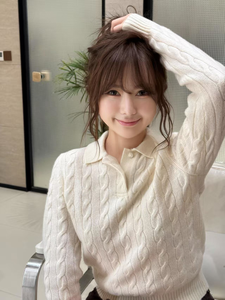 Suéter de Manga Larga con Cuello Solapa y Bordado de Piel Sintética, Estilo <span class=keywords><strong>Polo</strong></span> Básico / RL 25, Estilo Invierno-Primavera, para Parejas - Product Image 2
