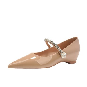 2026 Scarpe con <span class=keywords><strong>tacco</strong></span> a zeppa da donna di lusso, eleganti e versatili, con strass, a punta, con rialzo <span class=keywords><strong>interno</strong></span> discreto - Product Image 1
