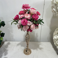 IFG 2025 Arrangements floraux de table en soie faits à la main, fuchsia tropical, 35 cm de diamètre, boule de fleurs, centre de table pour la décoration de mariage