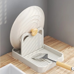 <b>Kitchen</b> Countertop Lid Holder Spoon Stand ABS Multi-Function Organizer <b>Rack</b> for Pot Lids Spoons Ladles Spatulas Cutting Board - Product Image 2