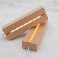 Support d'affichage lumineux LED chaud de 6 pouces, base de lampe rectangulaire en bois pour photos, veilleuses en acrylique pour salon