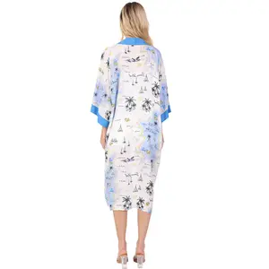 기모노 제조 업체 사용자 정의 여름 캐주얼 잠옷 기모노 카디건 가운 잠옷 드레스
