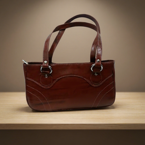 Bolso de Mano Casual de Cuero Genuino para Mujer, Elegante, Suave, Duradero, Gran Capacidad, Color Marrón Pulido, Cierre de Cremallera, Correa Cruzada - Product Image 1