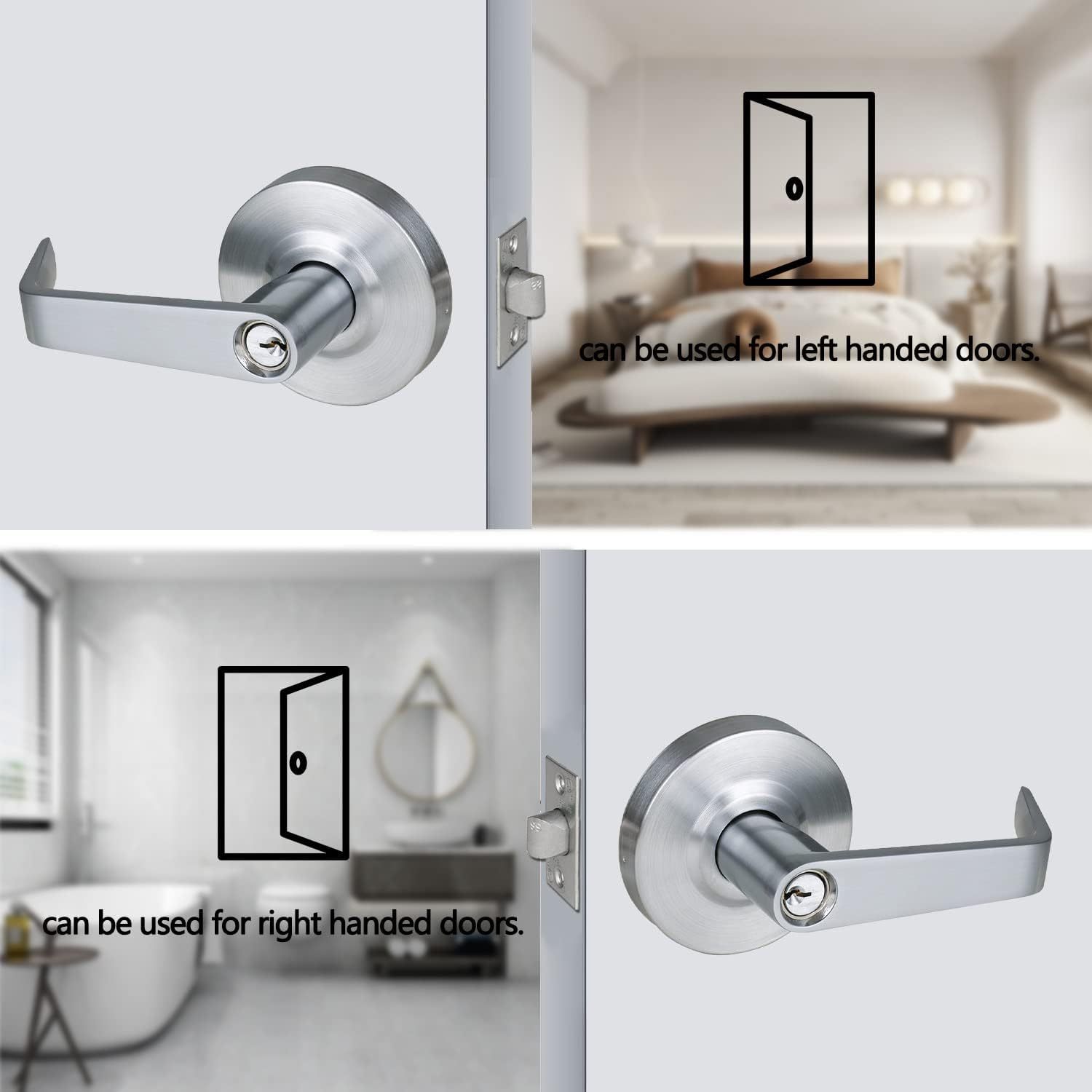 Factory Heavy Duty for Certified Commercial Lock Set Keyed Entry Grade 2 Anti-Theft Stainless Steel 304 Security Door Lock Satin · image 6