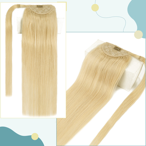 K.S WIGS Extensions de queue de cheval à enrouler, double épaisseur, lisses, en cheveux humains vierges, à clipser, pour femmes, vente en gros - Product Image 3