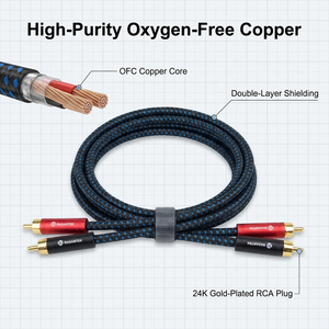 Câble audio RCA en cuivre OFC plaqué or RASANTEK avec gaine en PVC, 0,5m-5m, pour <span class=keywords><strong>lecteur</strong></span> DVD, projecteur, home cinéma, amplificateur <span class=keywords><strong>de</strong></span> haut-parleurs - Product Image 5