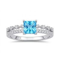 Classique carré saphir Zircon 925 anneaux de mariage en argent Sterling pour plaqué rhodium bijoux fins pour femme mariage personnalisé