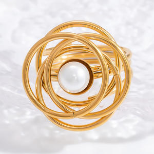 Fashion <b>Rings</b> Women's Gold Tone Bowknot Pearl Geometric Design <b>Statement</b> Jewelry Gift Occasion Accessory - Product Image 3