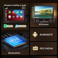 Autoradio de 1 Din con Android 10, Pantalla Táctil Retráctil de 7", GPS, WiFi, BT, FM, RDS, Estéreo para Auto, CarPlay, MP5, USB, Voltaje 12V