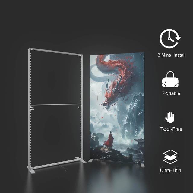 Portable Aluminum SEG Fabric Backdrop Display LED Lit Backlit Light Box Tool-Free Setup Customizable Square Design Advertising