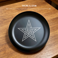 Nouveau brûleur d'encens en métal noir, motif pentagramme, lune et arbre de vie, pour Feng Shui, Pâques, rangement et décoration