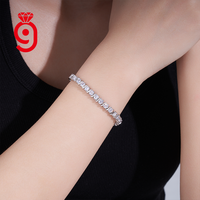 Bracelet tennis classique en argent S925 avec moissanite ronde sertie à griffes, couleur D VVS, pierres continues, pour femme